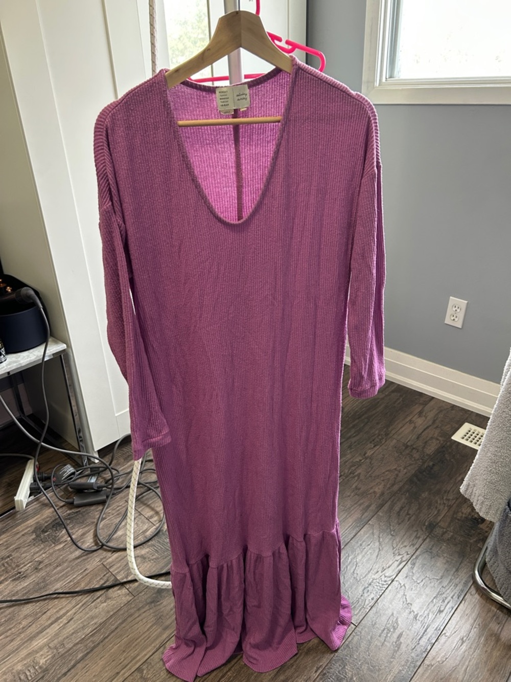 Anthropolgie Saturday Sunday Purple Ribbed V-Neck dress